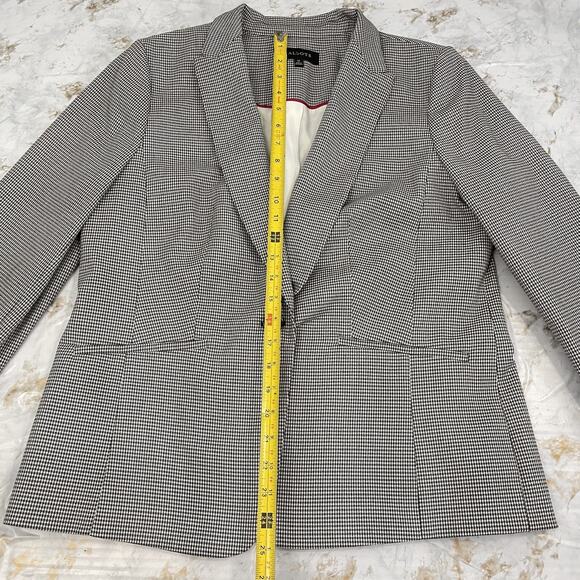 Talbots Women's 12 Single Button Stretch Blazer Jacket Black White Houndstooth - Picture 11 of 16